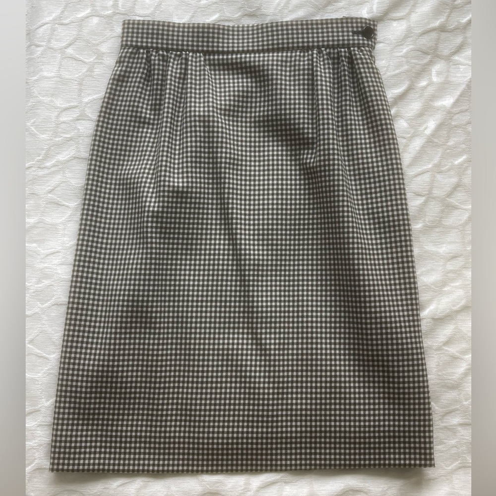 Gingham Midi Skirt 100% Wool